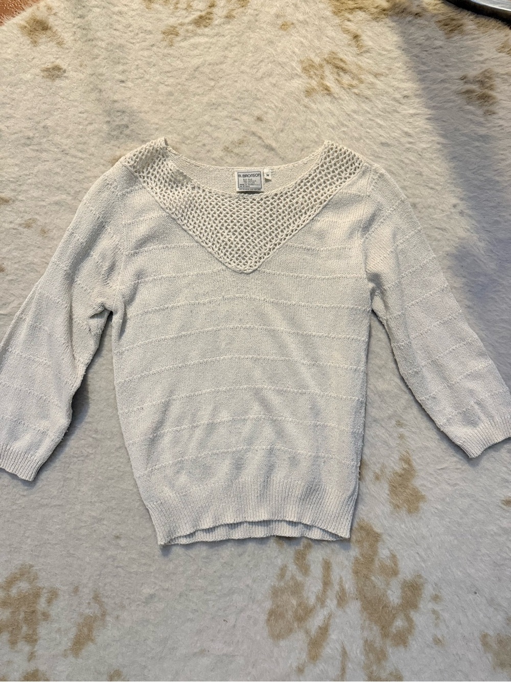 Light Ivory Knit Scoop-Neck Sweater